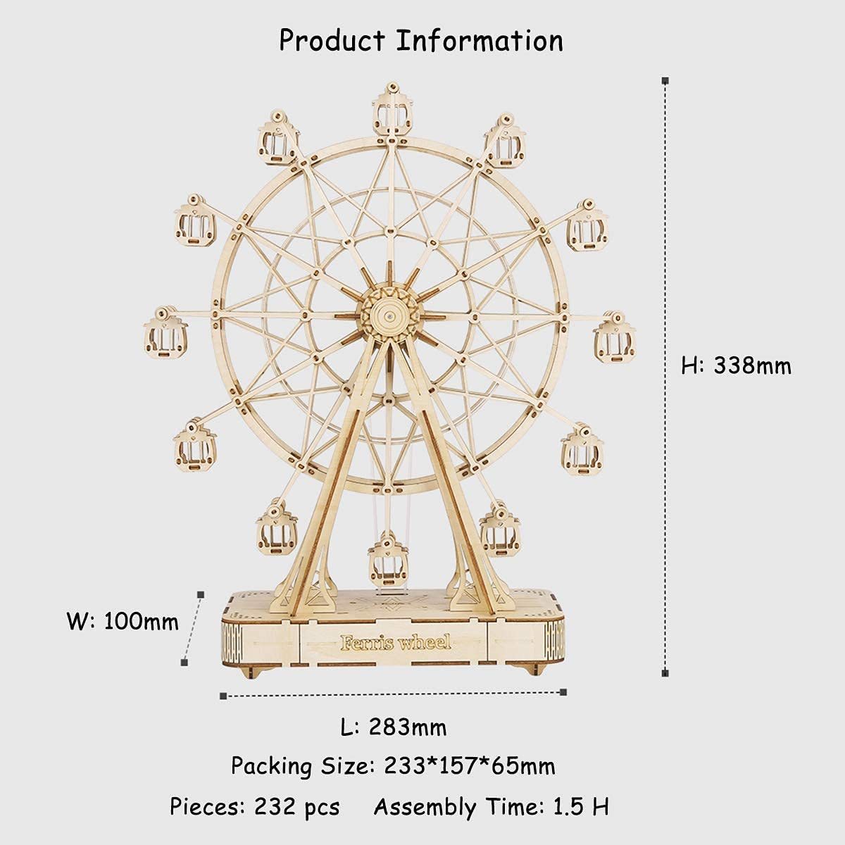 Wooden Rotatable Ferris Wheel Model With Playing Music Toys