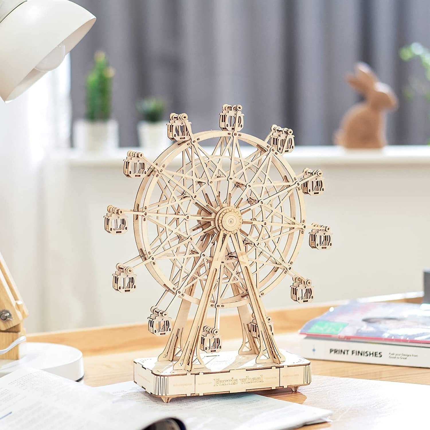 Wooden Rotatable Ferris Wheel Model With Playing Music Toys