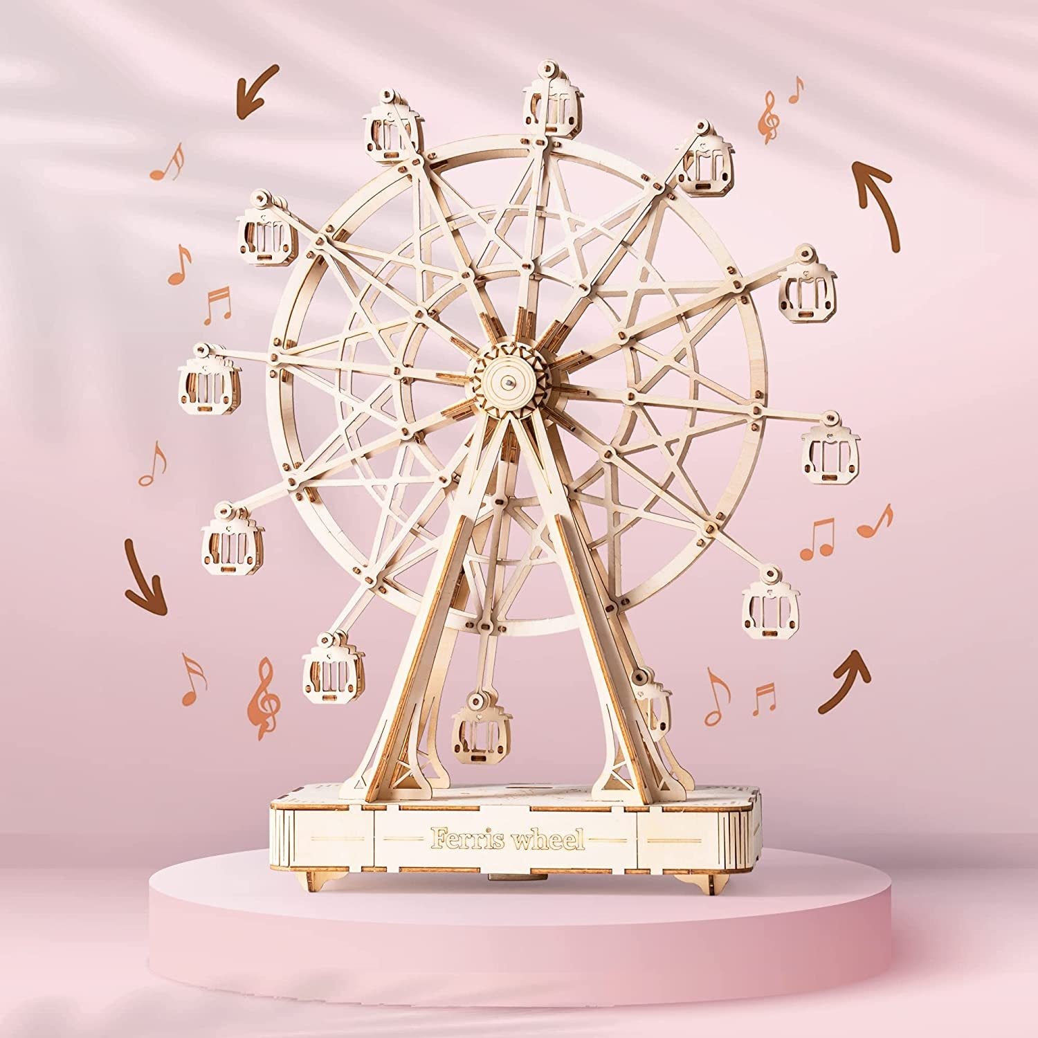 Wooden Rotatable Ferris Wheel Model With Playing Music Toys
