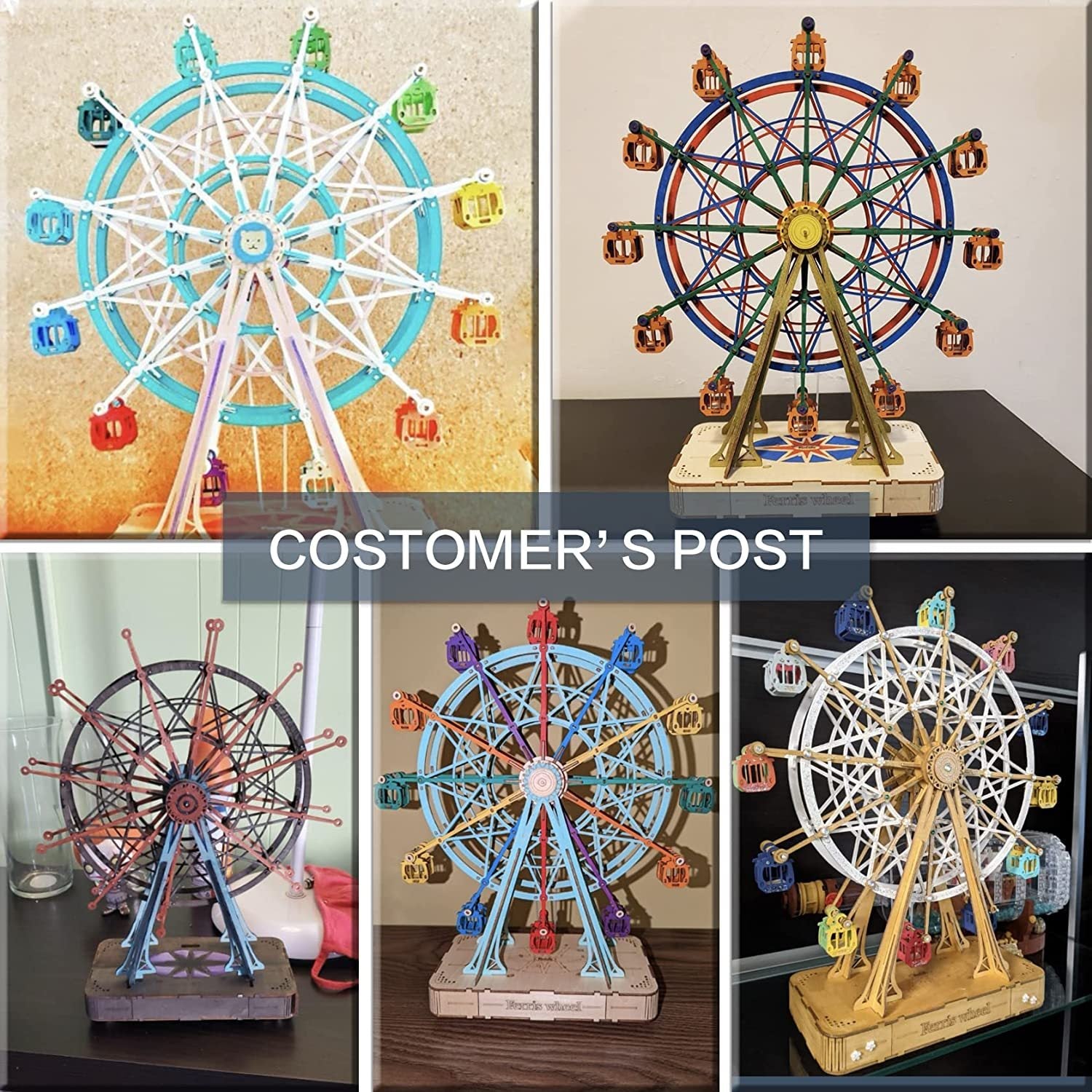 Wooden Rotatable Ferris Wheel Model With Playing Music Toys