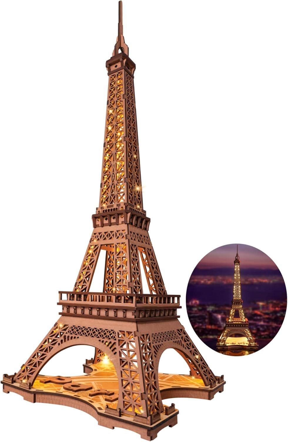 Night Of The Eiffel Tower Large Wooden Puzzle With 4 Light Shows For Gift