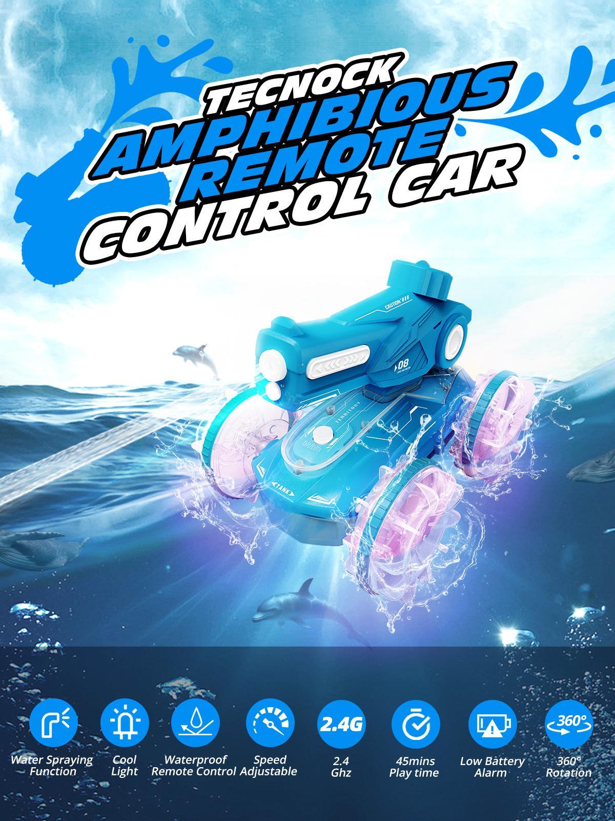 Children's All-terrain Amphibious Tank Remote Control Toy Car With Automatic Water Spray And Lighting Effects. Only Available For Self-pickup
