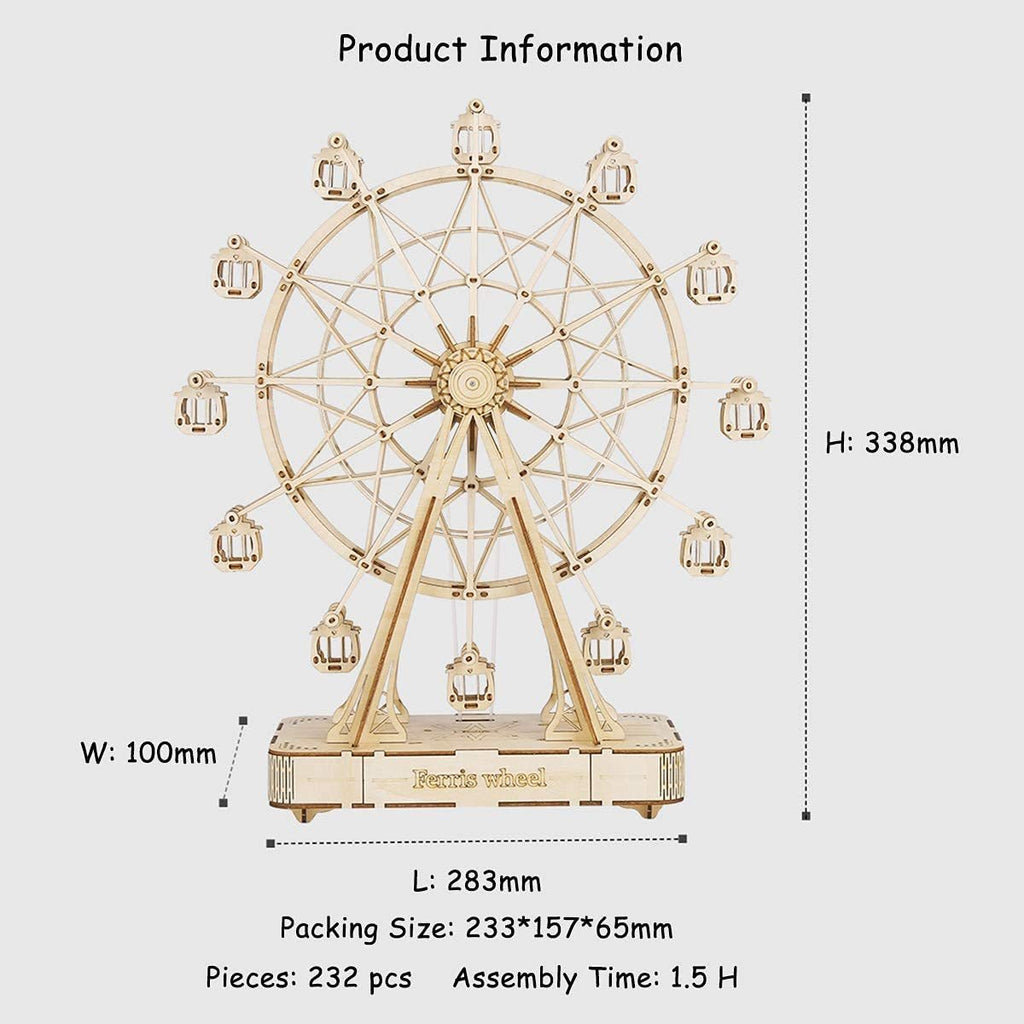 Wooden Rotatable Ferris Wheel Model With Playing Music Toys