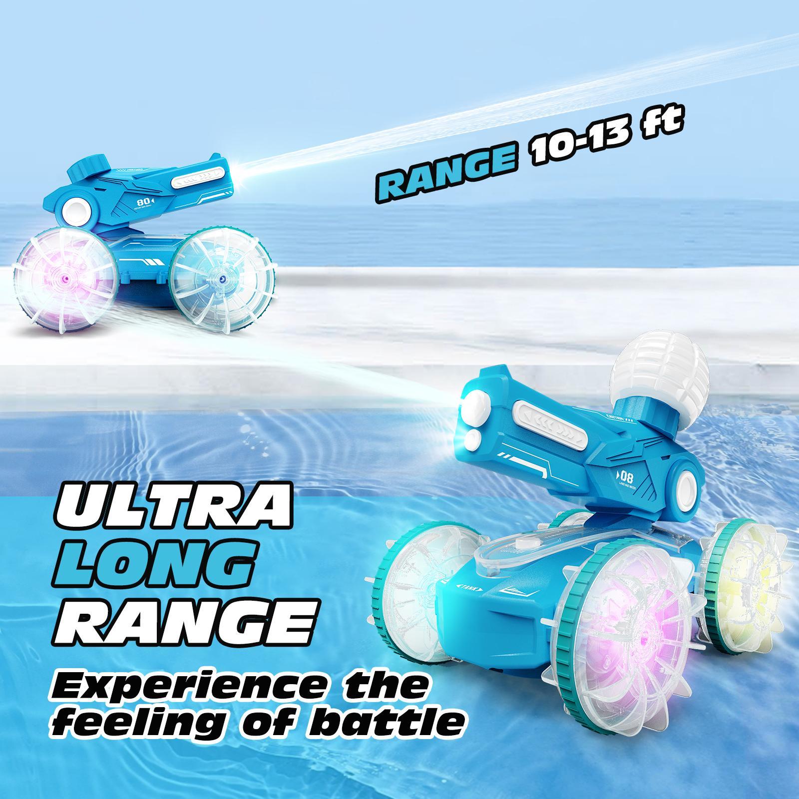 Children's All-terrain Amphibious Tank Remote Control Toy Car With Automatic Water Spray And Lighting Effects. Only Available For Self-pickup