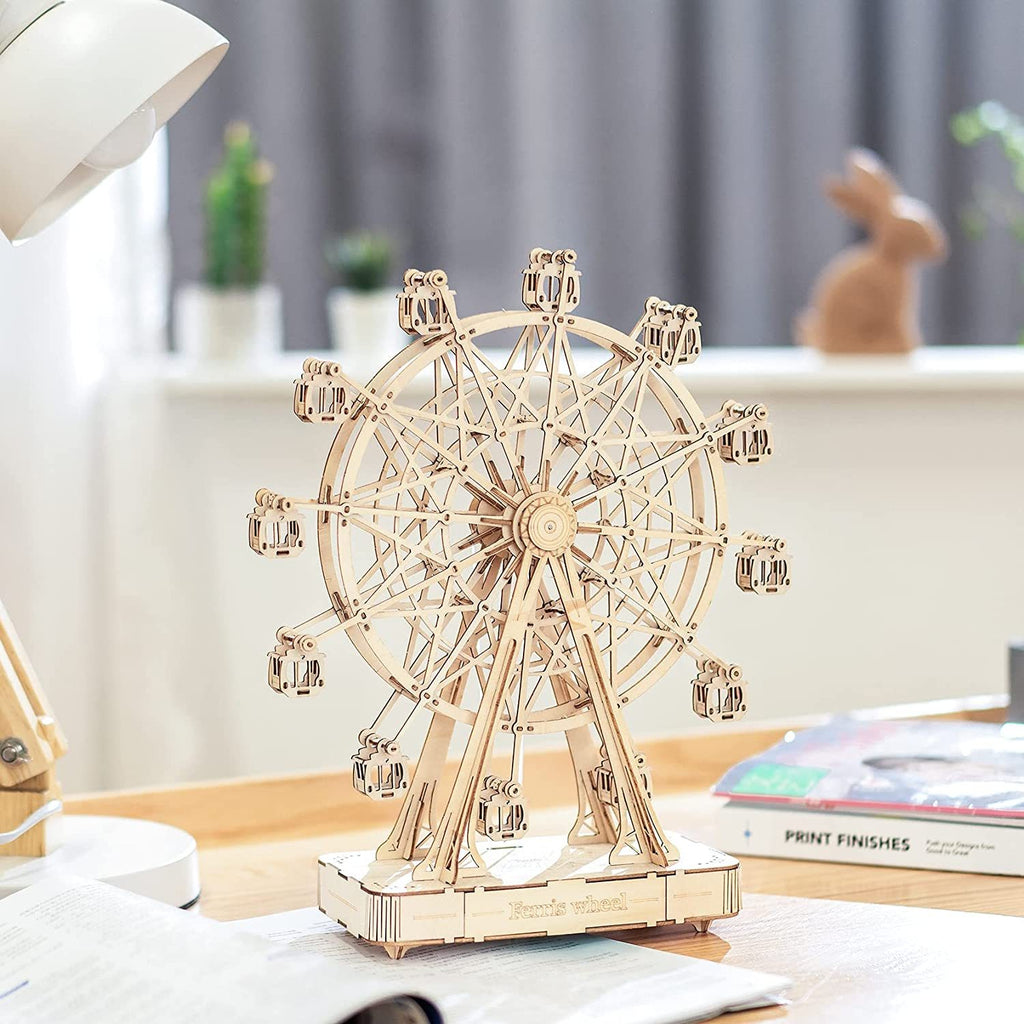 Wooden Rotatable Ferris Wheel Model With Playing Music Toys