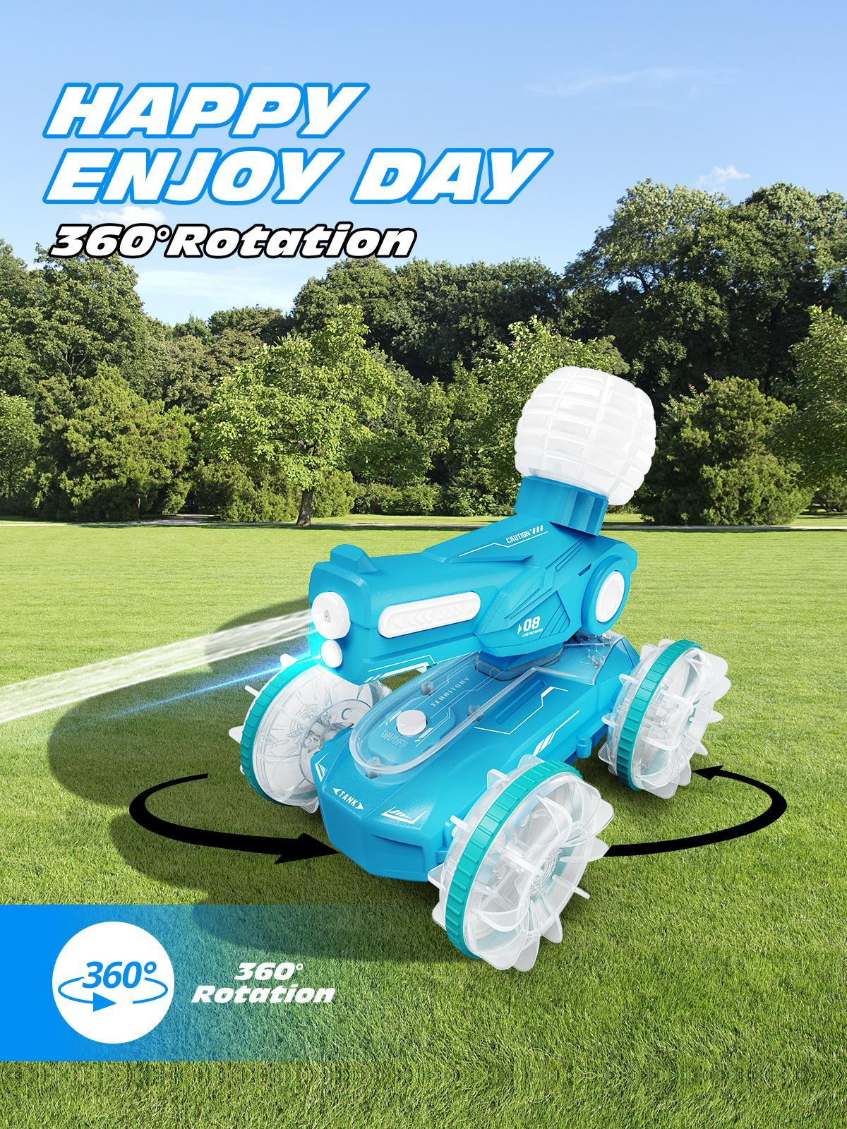 Children's All-terrain Amphibious Tank Remote Control Toy Car With Automatic Water Spray And Lighting Effects. Only Available For Self-pickup