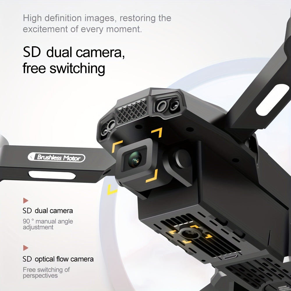 ESULOMP Brushless Drohne mit HD-Dual-Kamera – Quadrocopter mit Optischer Positionsbestimmung F196 RC Flugzeug