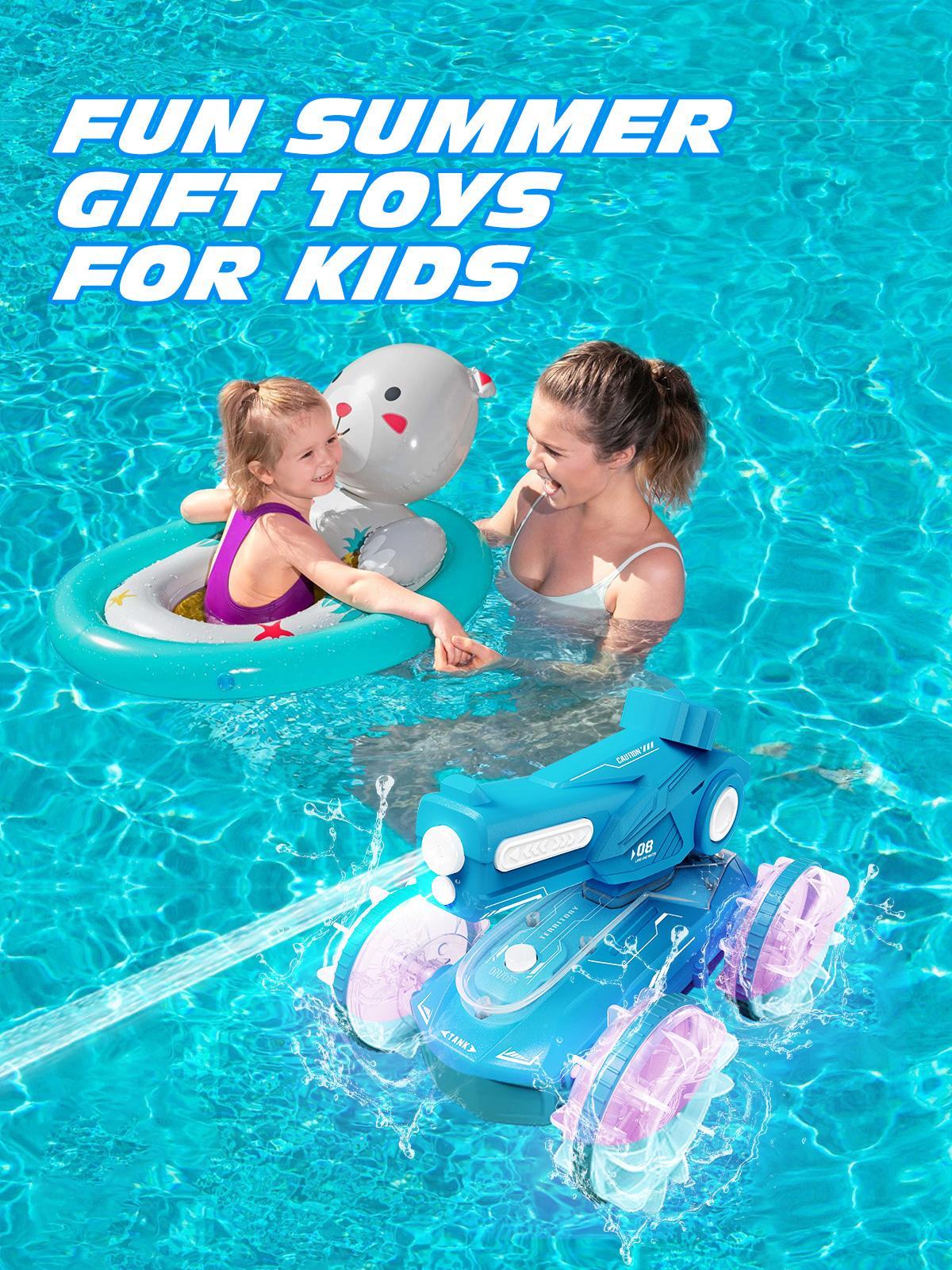 Children's All-terrain Amphibious Tank Remote Control Toy Car With Automatic Water Spray And Lighting Effects. Only Available For Self-pickup