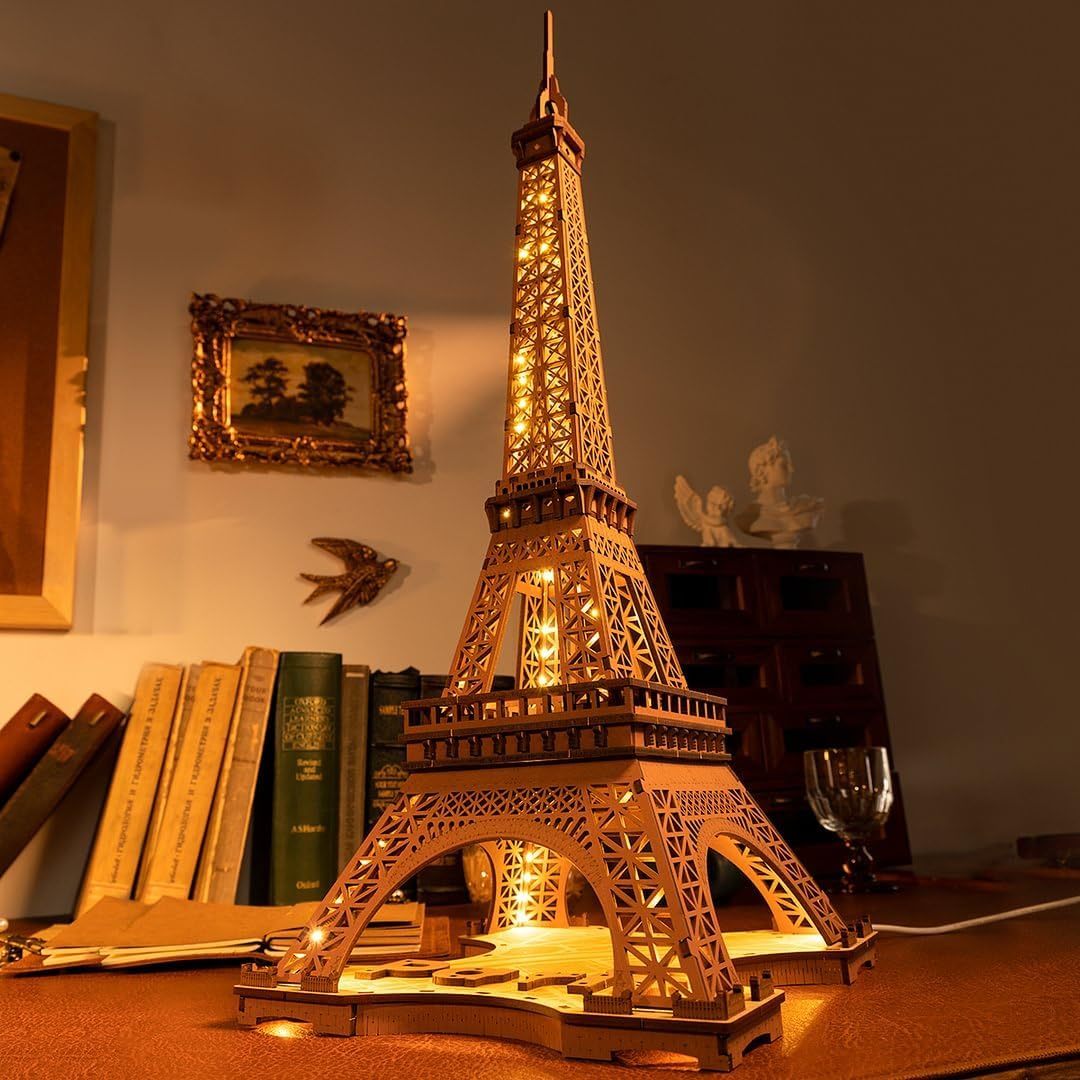 Night Of The Eiffel Tower Large Wooden Puzzle With 4 Light Shows For Gift