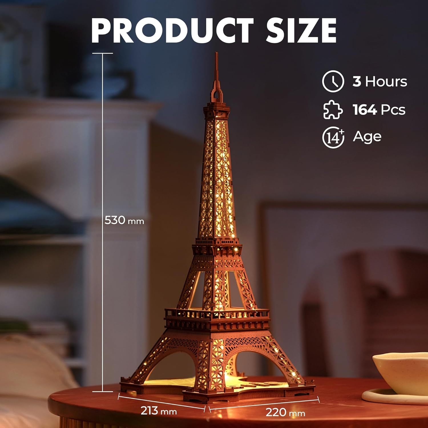 Night Of The Eiffel Tower Large Wooden Puzzle With 4 Light Shows For Gift
