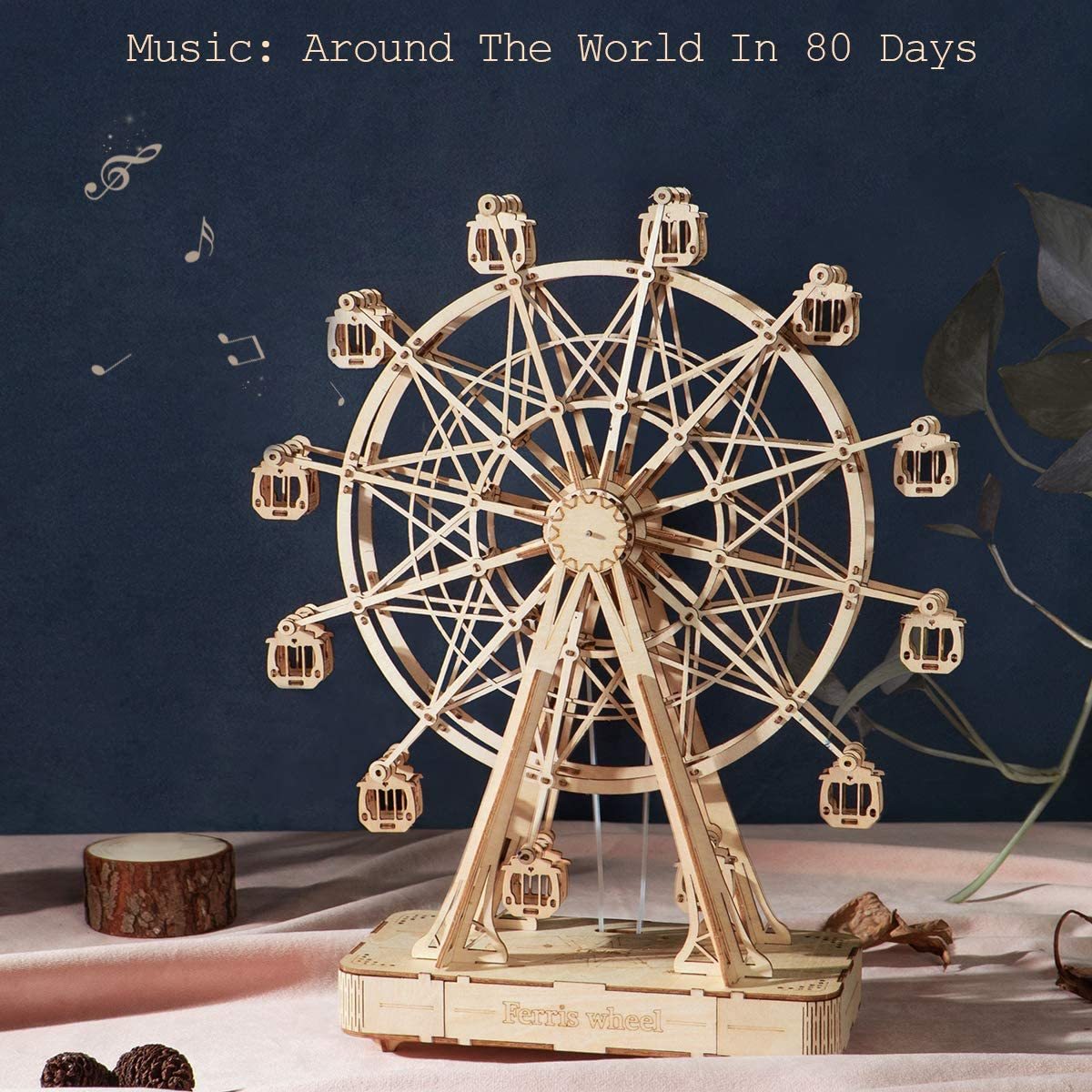 Wooden Rotatable Ferris Wheel Model With Playing Music Toys
